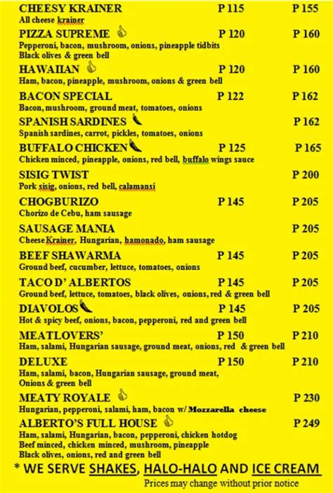albertos naga menu|Menu at Albertos Pizza .